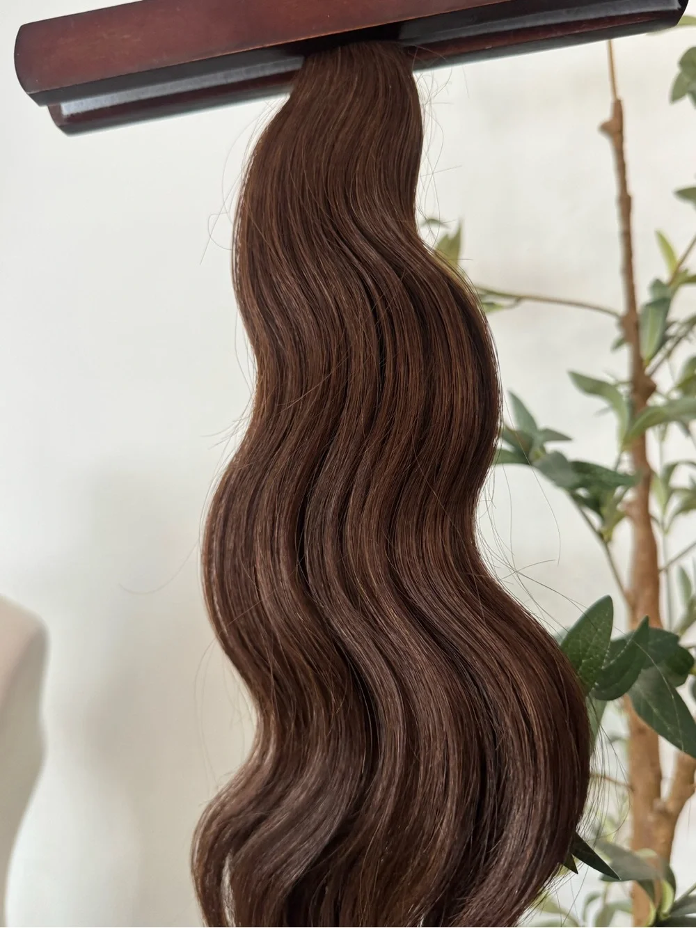 100% Human Hair Weft Extensions Medium Brown 18” Thick Ends Body Wave